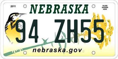 NE license plate 94ZH55