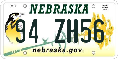 NE license plate 94ZH56