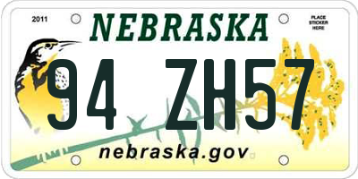 NE license plate 94ZH57