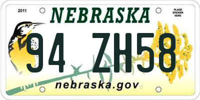 NE license plate 94ZH58
