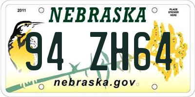 NE license plate 94ZH64