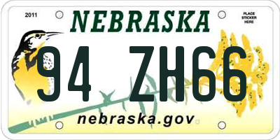 NE license plate 94ZH66