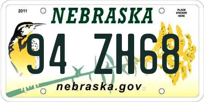 NE license plate 94ZH68