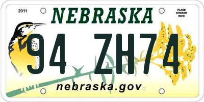 NE license plate 94ZH74