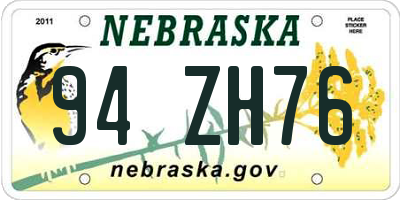 NE license plate 94ZH76