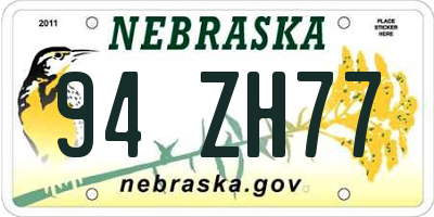 NE license plate 94ZH77