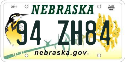 NE license plate 94ZH84