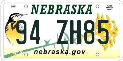 NE license plate 94ZH85