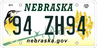 NE license plate 94ZH94