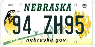 NE license plate 94ZH95