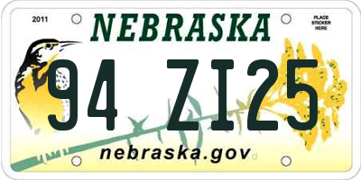 NE license plate 94ZI25