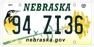 NE license plate 94ZI36