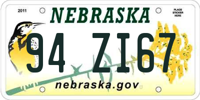 NE license plate 94ZI67