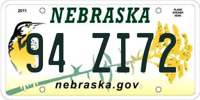 NE license plate 94ZI72