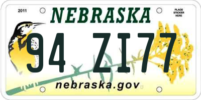NE license plate 94ZI77