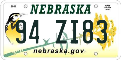 NE license plate 94ZI83