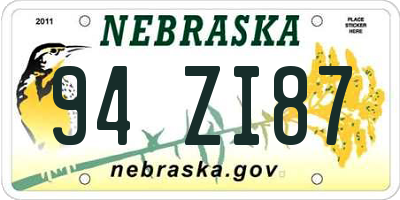 NE license plate 94ZI87