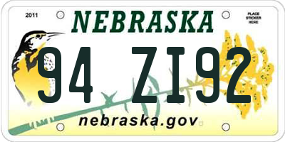 NE license plate 94ZI92