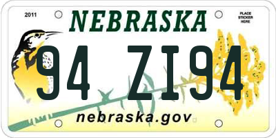 NE license plate 94ZI94