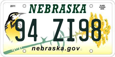 NE license plate 94ZI98