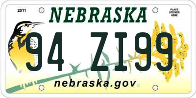 NE license plate 94ZI99