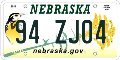 NE license plate 94ZJ04