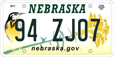 NE license plate 94ZJ07