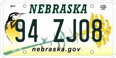 NE license plate 94ZJ08