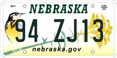 NE license plate 94ZJ13