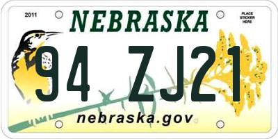 NE license plate 94ZJ21