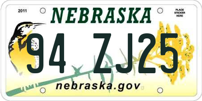 NE license plate 94ZJ25