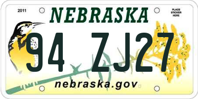 NE license plate 94ZJ27