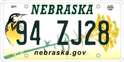NE license plate 94ZJ28