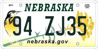 NE license plate 94ZJ35