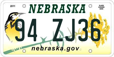 NE license plate 94ZJ36