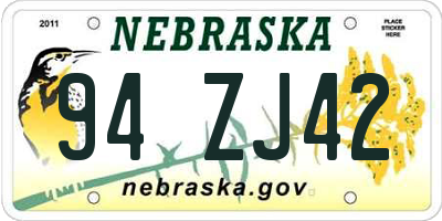 NE license plate 94ZJ42