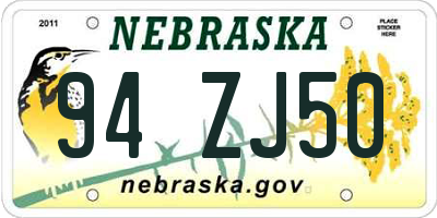 NE license plate 94ZJ50