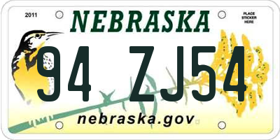 NE license plate 94ZJ54