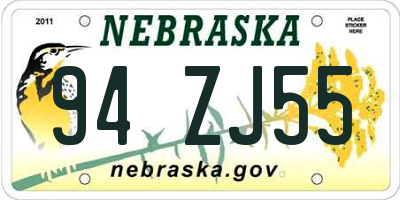 NE license plate 94ZJ55