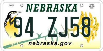 NE license plate 94ZJ58