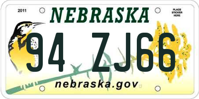 NE license plate 94ZJ66
