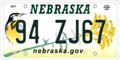 NE license plate 94ZJ67