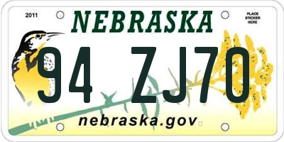 NE license plate 94ZJ70