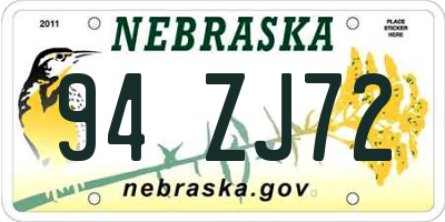 NE license plate 94ZJ72