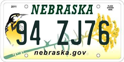NE license plate 94ZJ76