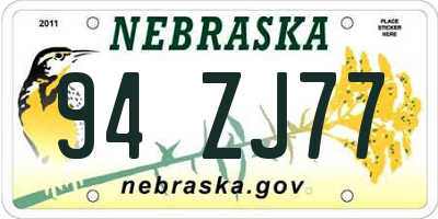 NE license plate 94ZJ77
