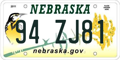 NE license plate 94ZJ81