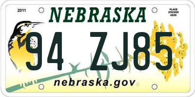 NE license plate 94ZJ85