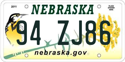 NE license plate 94ZJ86