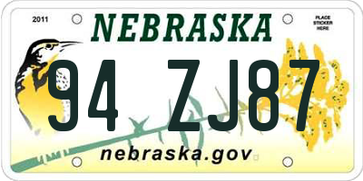 NE license plate 94ZJ87